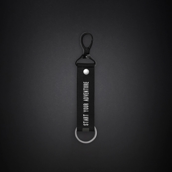 Small Dark Grey Text Line Lanyard