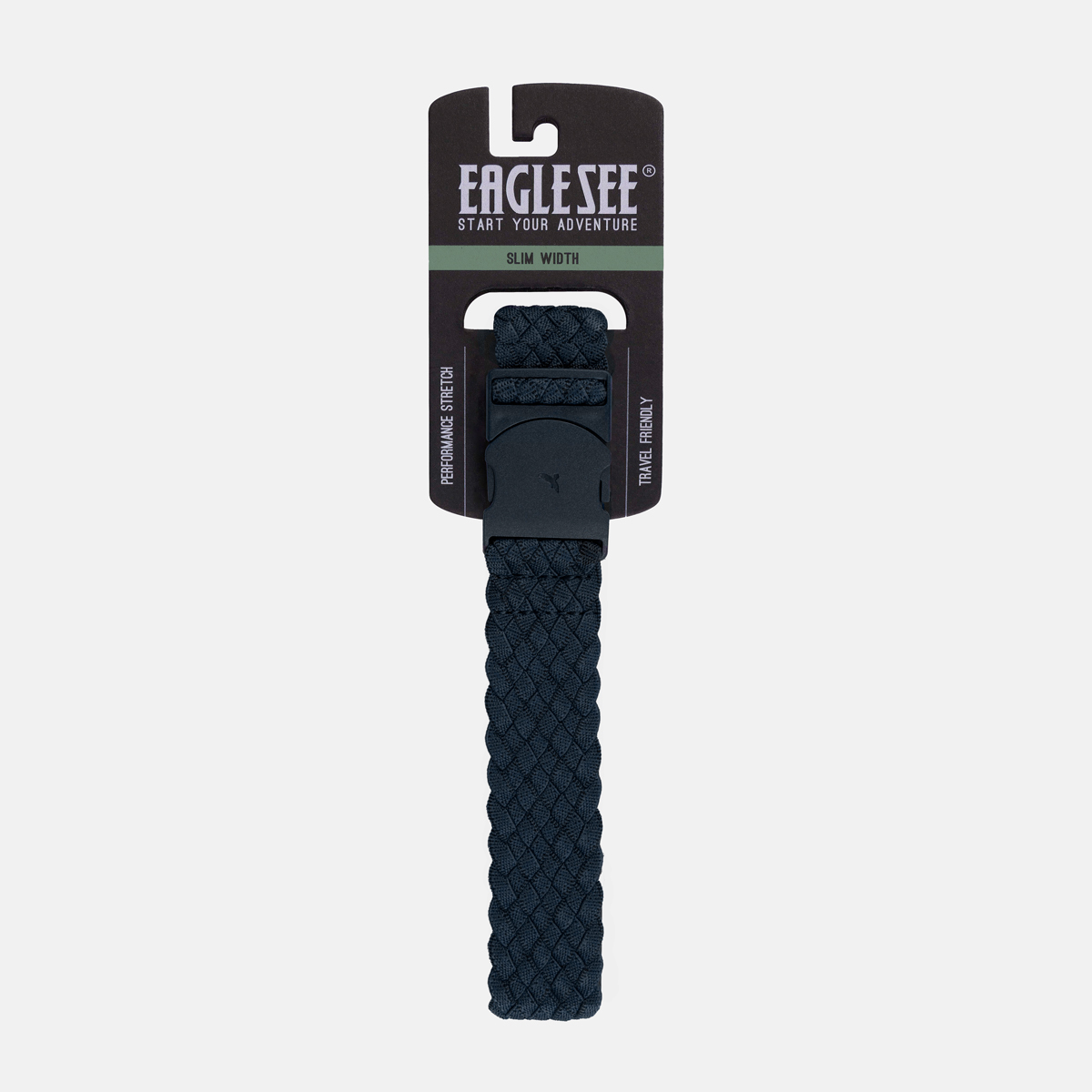Slim Woven Dark Blue Stretch Belt