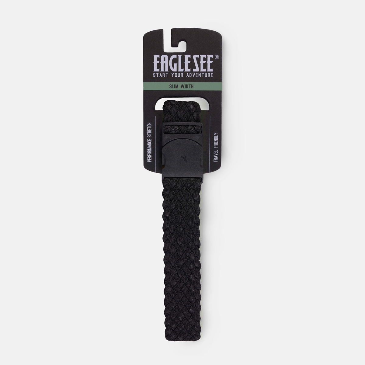 Slim Woven Black Stretch Belt