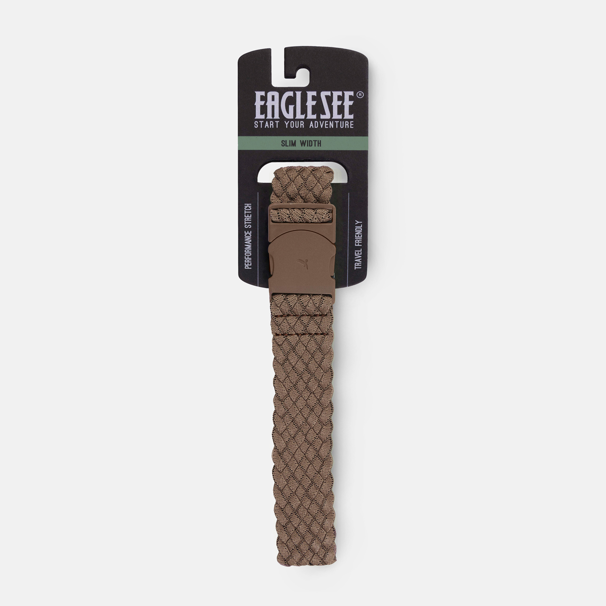 Slim Woven Brown Stretch Belt