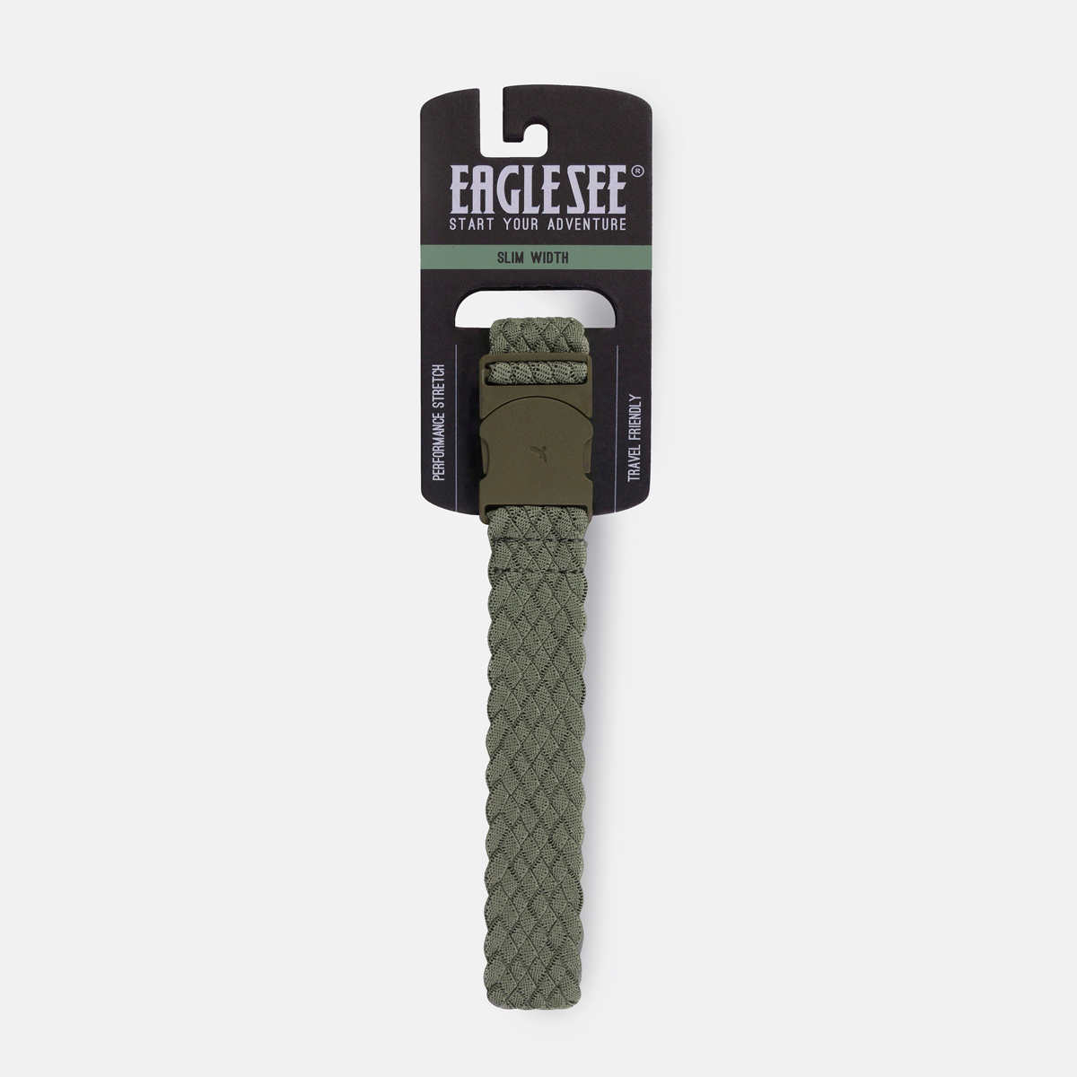 Slim Woven Olive Green Stretch Belt