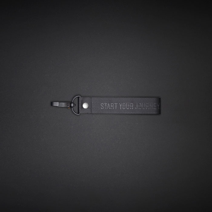 Small Dark Grey Text Line Lanyard